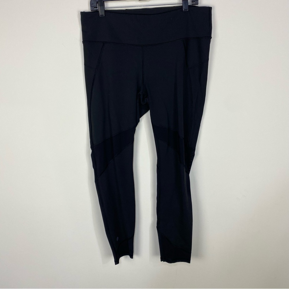 Athleta Black Mesh Cropped Leggings Workout Activewear Running